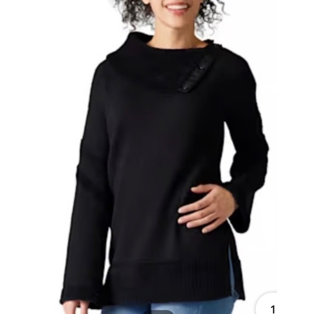 Smartwool Womens Cozy Lodge Tunic Sweater Sz Small Black Pullover Long Sleeve